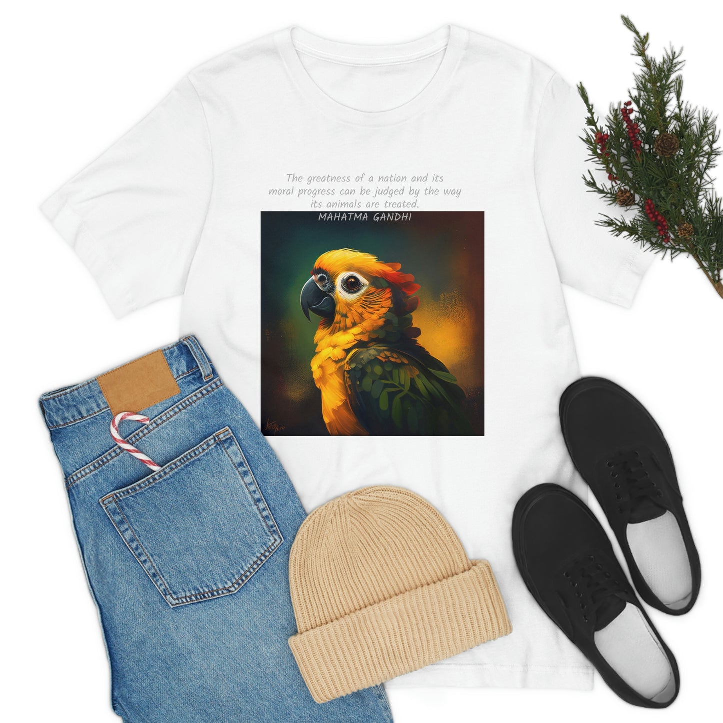 Gandhi Quote Parrot Short Sleeve Tee