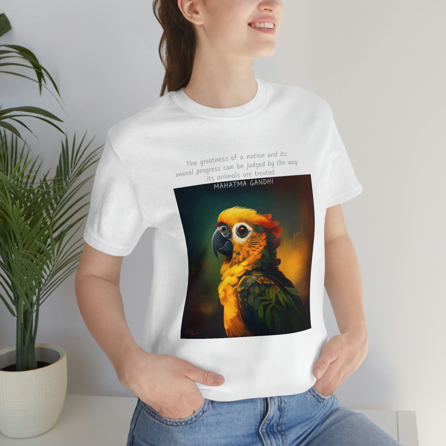 Gandhi Quote Parrot Short Sleeve Tee