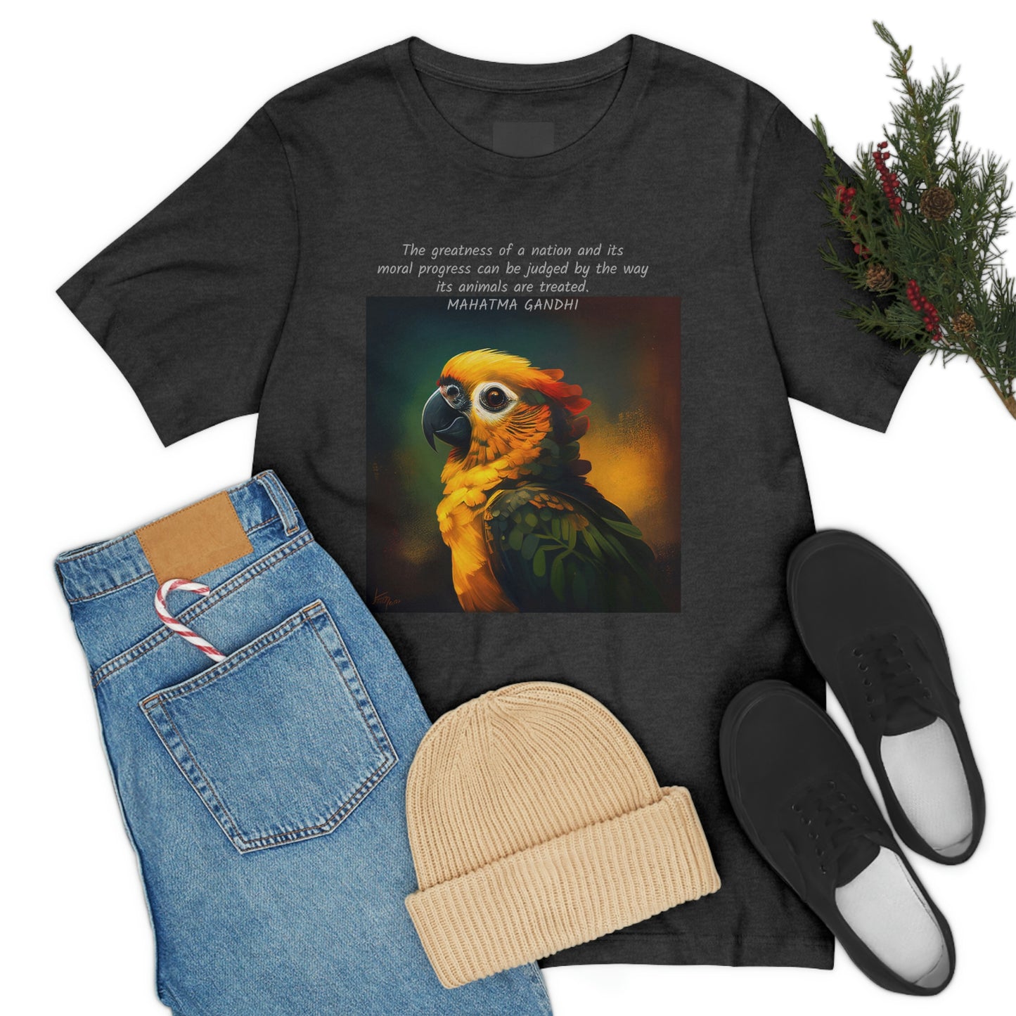 Gandhi Quote Parrot Short Sleeve Tee