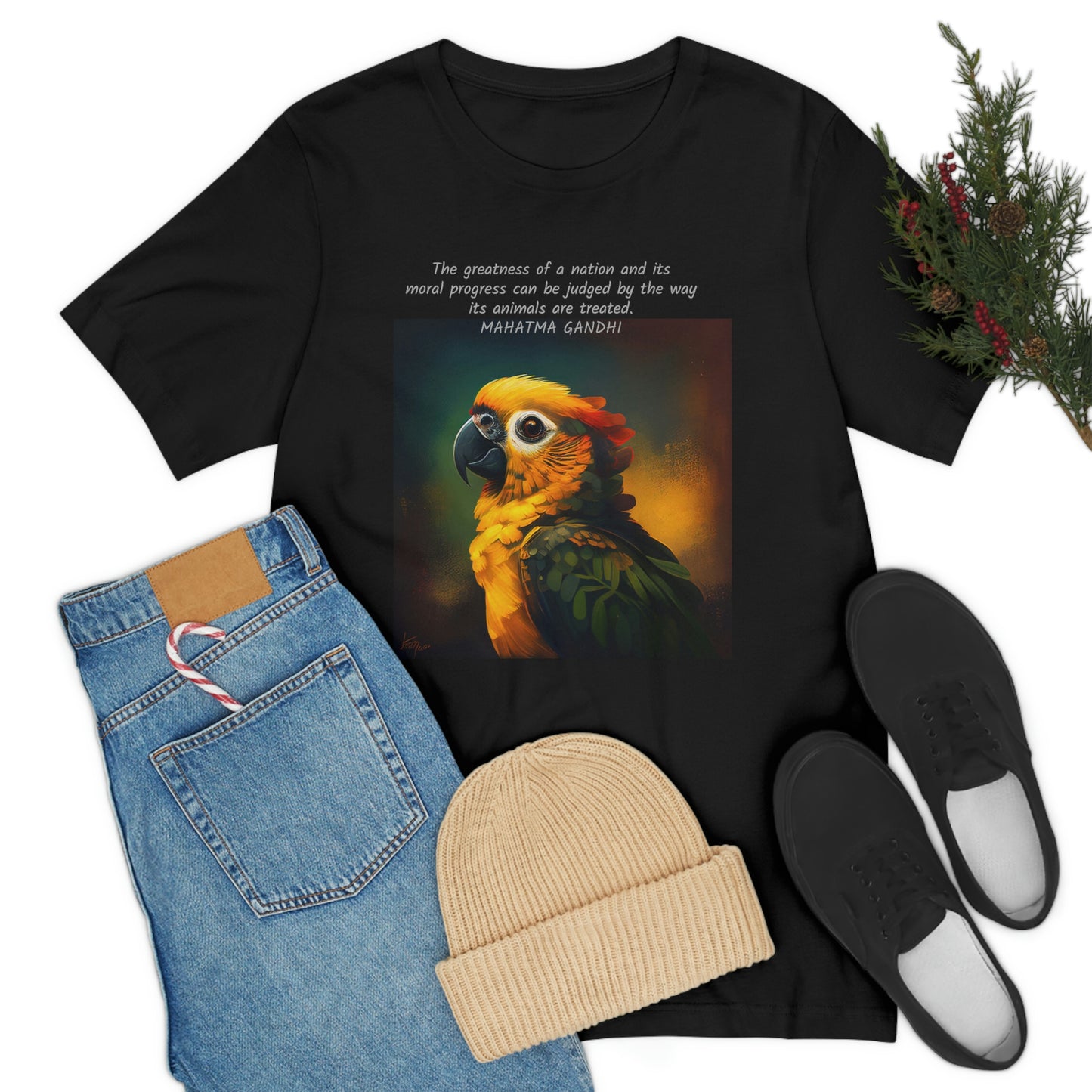 Gandhi Quote Parrot Short Sleeve Tee