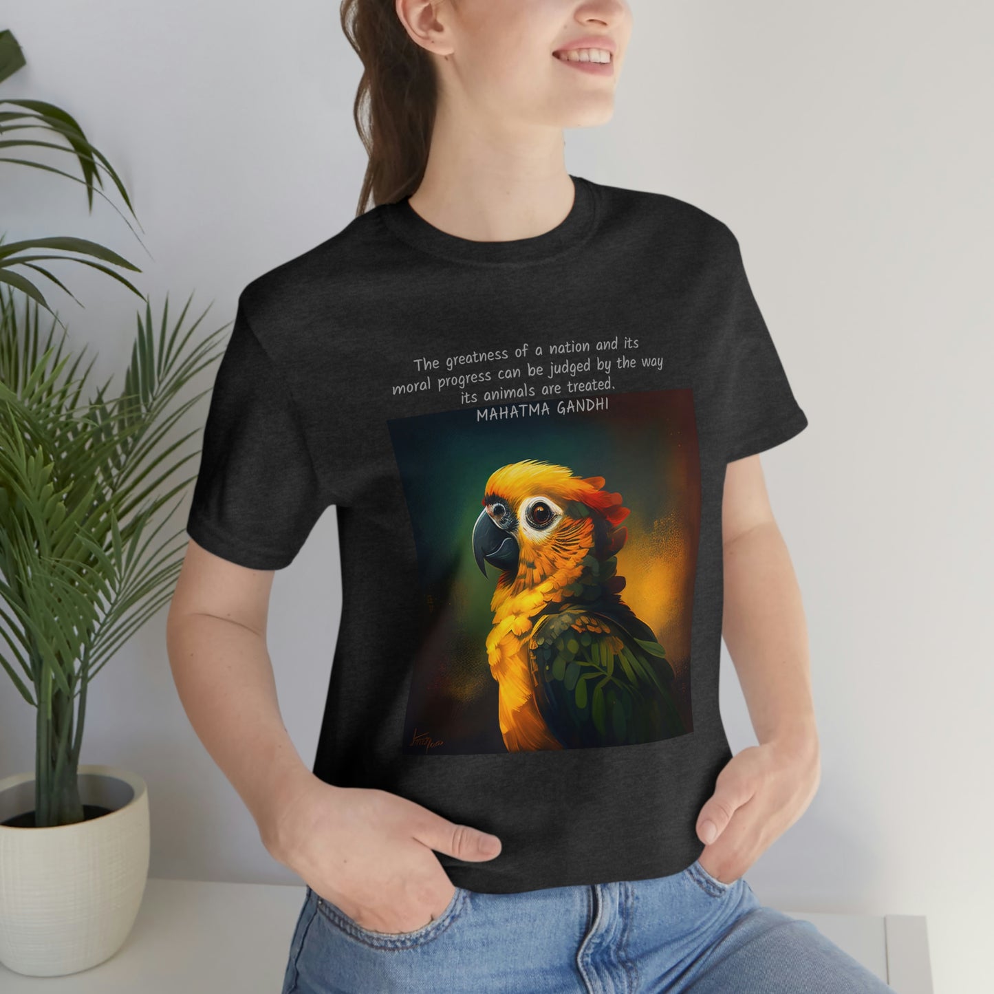 Gandhi Quote Parrot Short Sleeve Tee