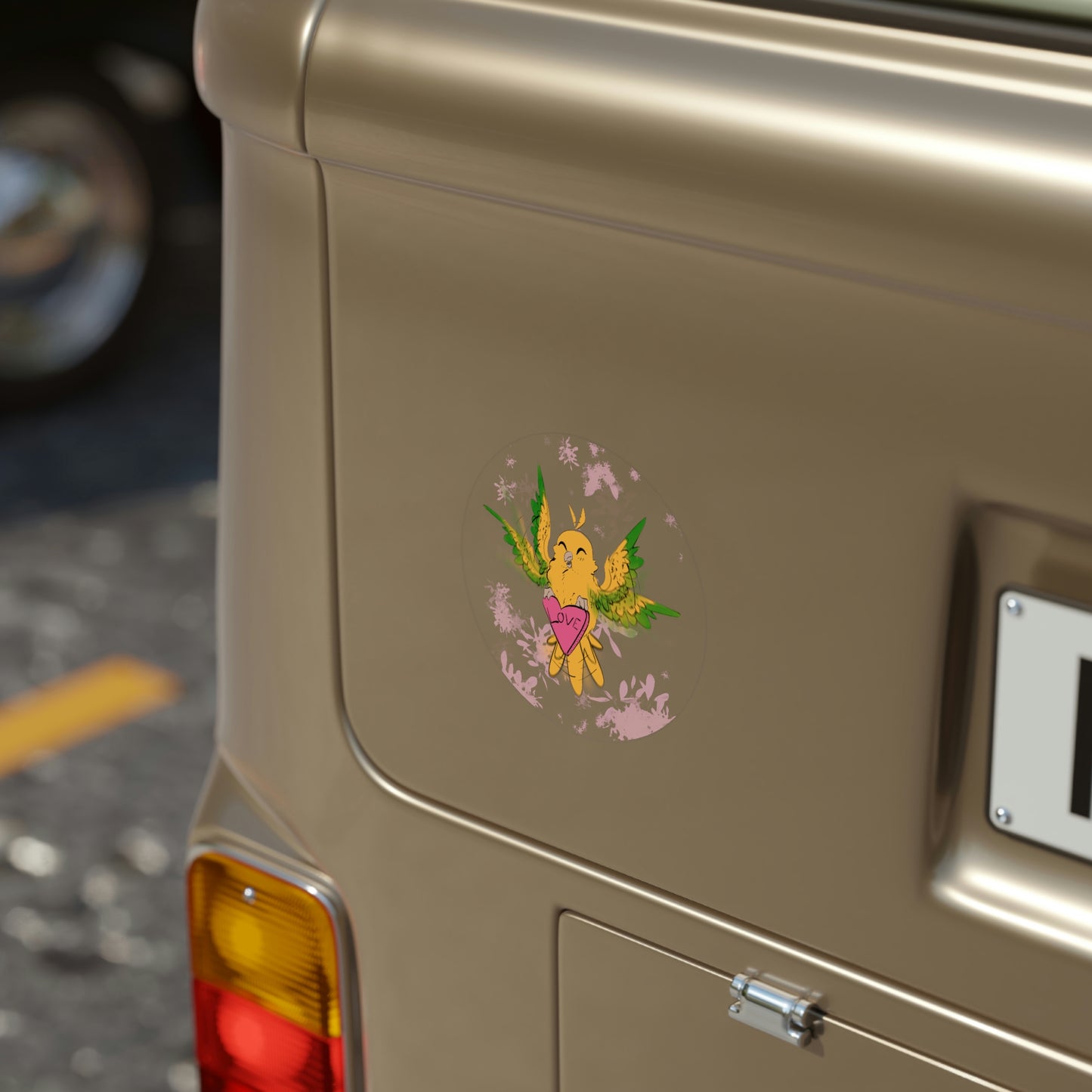 Golden Conure Love: Transparent Outdoor Stickers